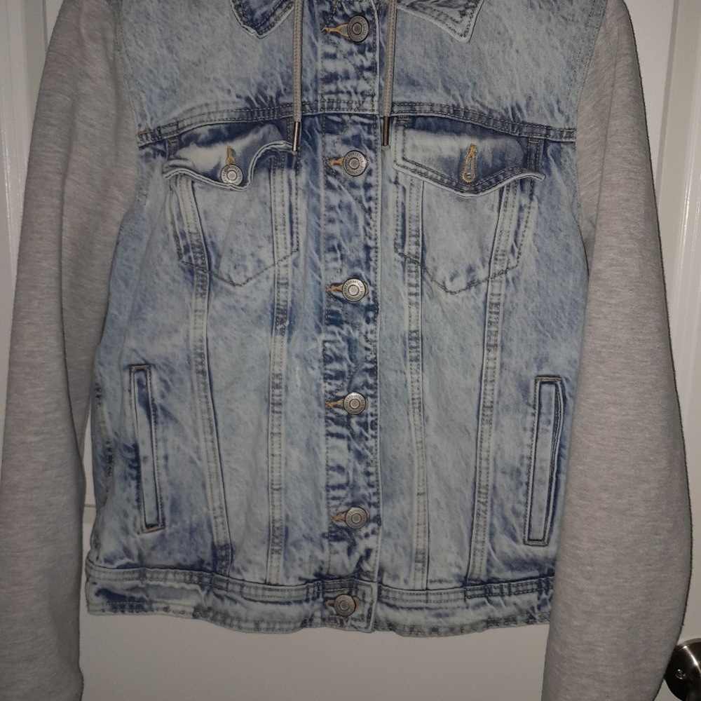 Denim Jacket with Gray Sleeves
